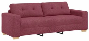 4105091 vidaXL 3-местен диван с възглавница виненочервен текстил