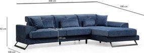 Син ъглов диван (десен ъгъл) Frido - Balcab Home