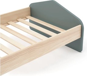 Детско легло 90x190 cm от декор от бор с включена подматрачна рамка в естествен цвят/сиво-зелено Estefania – Marckeric