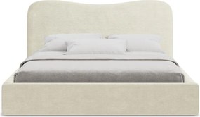 Бежово двойно легло 160x200 cm тапицирано с място за съхранение с включена подматрачна рамка Kahai – Makamii