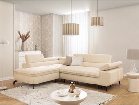 Кремав шенилов ъглов диван (ляв ъгъл L форма) Marbeya – Ropez