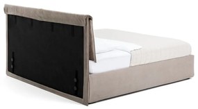 Сиво тапицирано двойно легло с място за съхранение и матрак с решетка 180x200 cm Thessa Pillow - Bonami Selection
