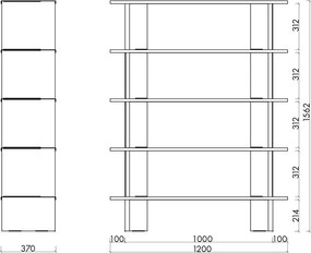 Червена метална библиотека 120x156x37 cm Hes – noo.ma