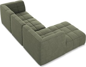 Зелен ъглов диван от прежда с примки от букле (ляв ъгъл) Aloha – Makamii