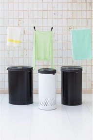 Кош за пране Brabantia 1008918, 60 л, Пластмасов капак, Пълнене без отваряне, Вентилационни отвори, Черен