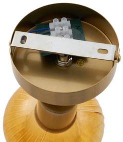 Модерен таванен прожектор златен с кръгло кехлибарено стъкло - Теди