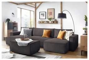 Кафяво-сива табуретка от рипсено кадифе Nihad – Bobochic Paris