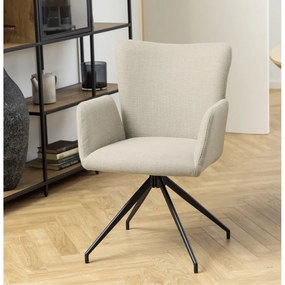 Бежови тапицирани трапезни столове в комплект с подлакътници 2 бр. Laura – Actona