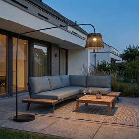 Japandi външна подова лампа черна с абажур от въже IP44 - Arc Jayla