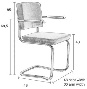 Комплект от 2 черни стола с подлакътници Ridge Kink Rib - Zuiver