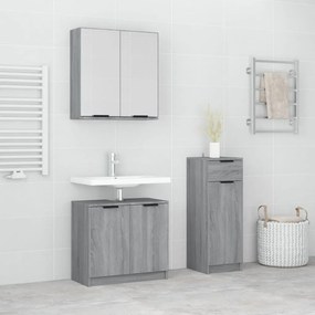 3115874 vidaXL Комплект шкафове за баня от 3 части инженерно дърво Сив сонома