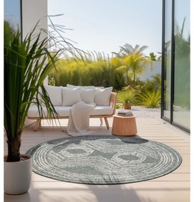 Зелено-кремав кръгъл външен килим ø 100 cm Gemini – Elle Decoration