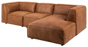 Ъглов диван от рециклирана кожа в цвят коняк, десен ъгъл, 282 см Fairfield - Bonami Selection