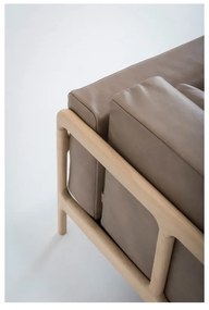 Светлокафяв фотьойл от биволска кожа с масивна дъбова конструкция Fawn - Gazzda