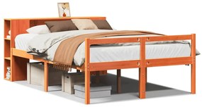 3321980 vidaXL Легло с етажерка за книги, без матрак, 135x190 см, дърво масив