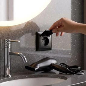 Единичен контакт със заземяване и капаче OSTE JNH005-G Black
