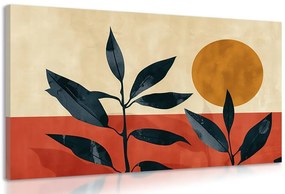 Картина на платно – Japandi тъмни листа