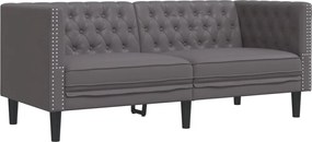 372662 vidaXL Честърфийлд диван с 2 седалки сив от kunstnahast