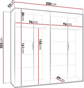 Гардероб Малага четирикрилен-Бял