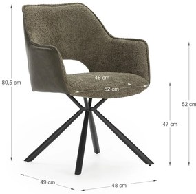 Зелени тапицирани трапезни столове в комплект с подлакътници 2 бр. Mariel – Marckeric