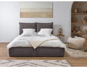 Тъмносиво двойно тапицирано легло с място за съхранение с включена подматрачна рамка 180x200 cm Garance – Bobochic Paris