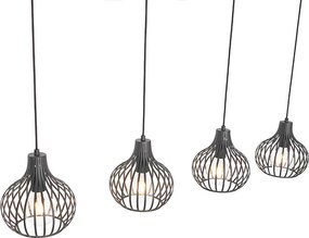 Смарт висяща лампа черна 4 светлини вкл. 4 Wifi G95 - Saffira