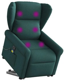 3303390 vidaXL Изправящ масажен наклоняем стол, тъмнозелен, текстил