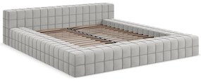 Светлосиво двойно тапицирано легло с включена подматрачна рамка 140x200 cm Akela – Makamii