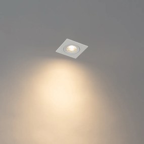 Комплект от 6 вградени прожектора бели квадратни GU10 50mm IP44 - Xena