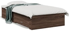 3280439 vidaXL Рамка за легло с чекмедже кафяв дъб 90x190 см инженерно дърво