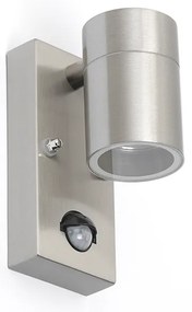 Външна стенна лампа стомана IP44 с датчик за движение - Solo