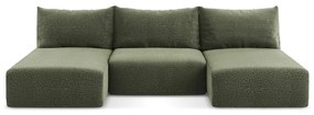 Зелен разтегателен ъглов диван с място за съхранение Kalena – Makamii