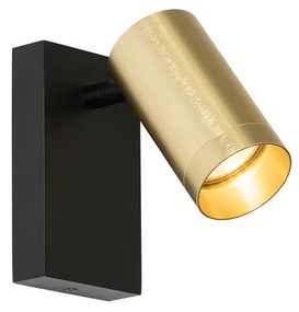 Стенна лампа черна със злато регулируема с ключ - Jeana Luxe