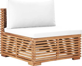 49374 vidaXL Градински междинен диванен модул кремава възглавница тик масив