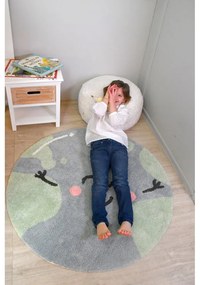 Син ръчно изработен памучен детски килим подходящ за пране ø100 cm Big Big World – Lorena Canals