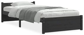 815033 vidaXL Рамка за легло, черна, масивно дърво, 90х200 см