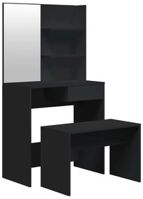 3114140 vidaXL Комплект тоалетка, черна, 74,5x40x141 см