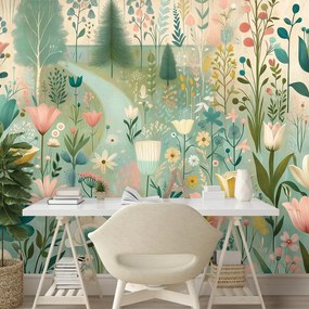 Самозалепващ тапет – Пастелна цветна поляна