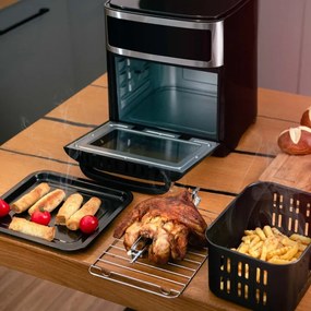 Фритюрник-фурна без мазнина Air Fryer First Austria FA-5053-5, 1700W, 13 литра, 8 програми, Таймер, Инокс/черен