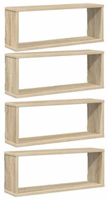807143 vidaXL Стенни кубични рафтове, 4 бр, дъб сонома, 60x15x23 см