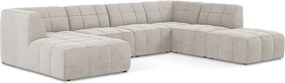 Бежов кадифен ъглов диван (U форма) Aloha – Makamii