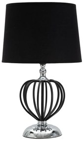 Настолна лампа с текстилен абажур в черно и сребристо (височина 44,5 cm) Darky - Mauro Ferretti