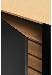 Черен/естествен нисък скрин от декор от дъб 110x85 cm Arista – Teulat