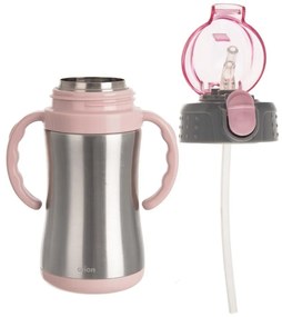 Светлорозово бебешко шише от неръждаема стомана 330 мл - Orion