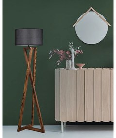 Черна и кафява подова лампа с текстилен абажур (височина 166 cm) Maçka – Opviq lights