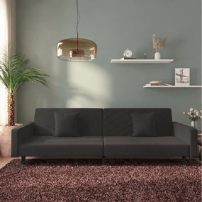 375923 vidaXL 2-местно разтегателно канапе с две възглавници, черно, кадифе