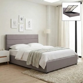 Легло Olmo от велур с място за съхранение в сив цвят 150x200см.
