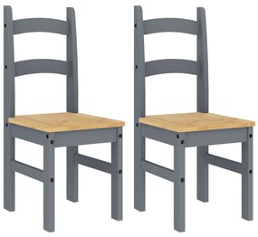 4005727 vidaXL Трапезни столове 2 бр сиви 40x46x99 см бор масив