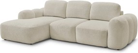 Бежов сгъваем/с място за съхранение ъглов диван от прежда с примки от букле (ляв ъгъл) Montaigne – Bobochic Paris