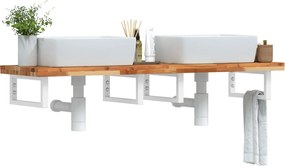 3302756 vidaXL Стенен рафт за мивка, стомана и масивно дърво акация